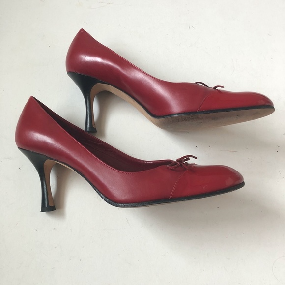 Italian Isaac Mizrahi Red Leather Heels - Picture 4 of 13